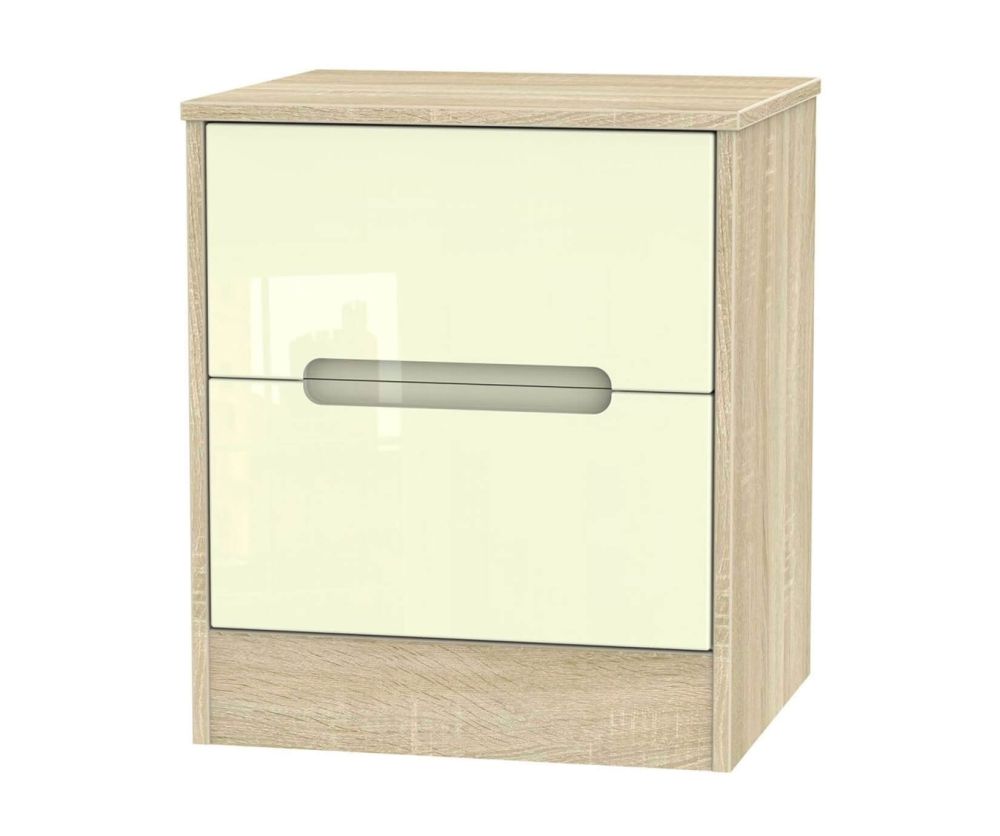 Welcome Furniture Monaco Cream and Bardolino 2 Drawer Locker Bedside Cabinet