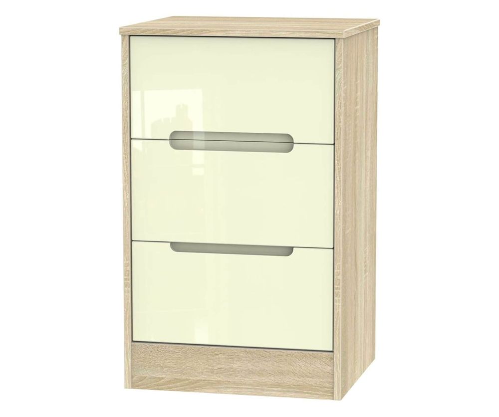 Welcome Furniture Monaco Cream and Bardolino 3 Drawer Locker Bedside Cabinet
