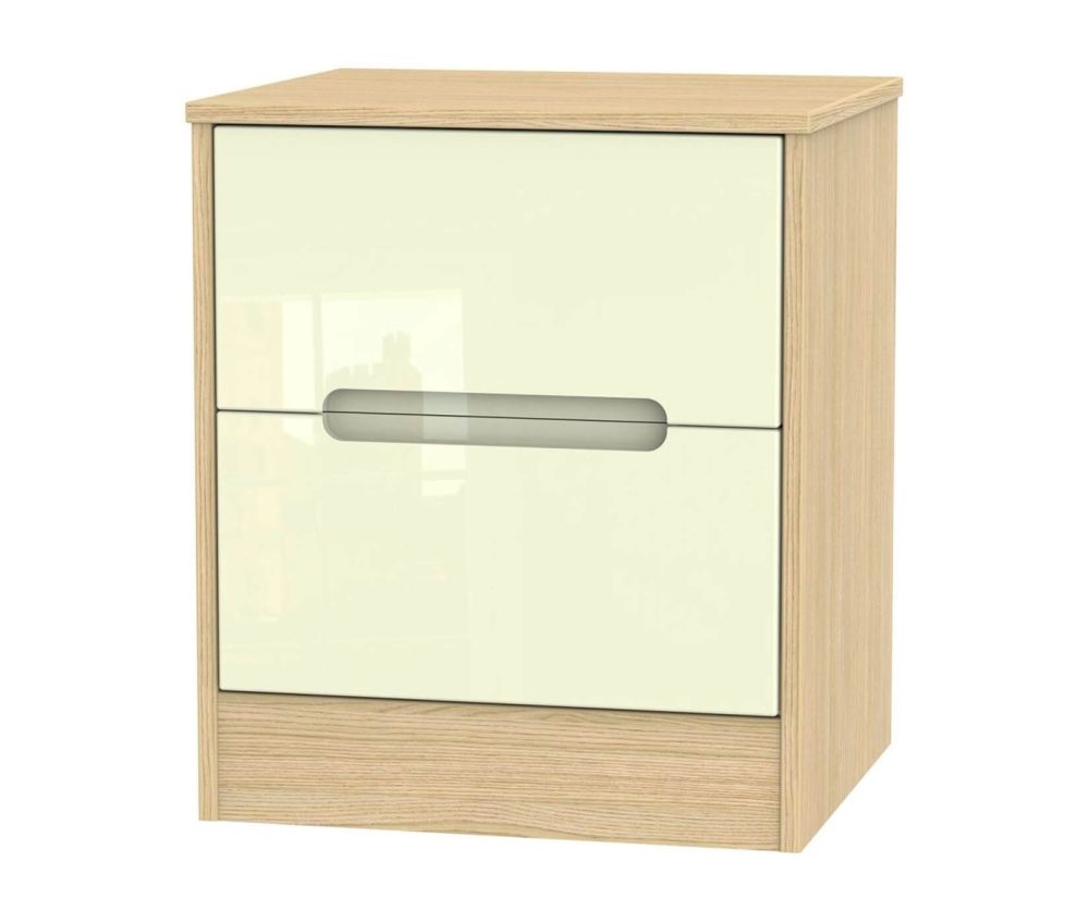Welcome Furniture Monaco Cream and Light Oak 2 Drawer Locker Bedside Cabinet