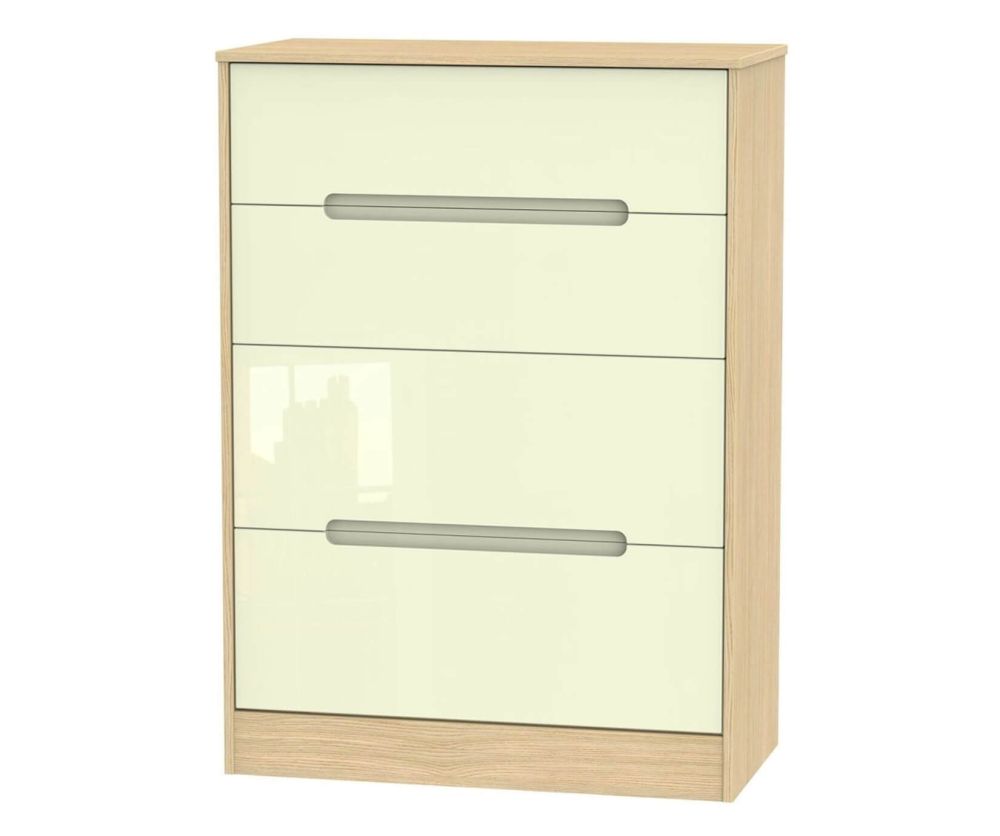 Welcome Furniture Monaco Cream and Light Oak 4 Drawer Deep Chest