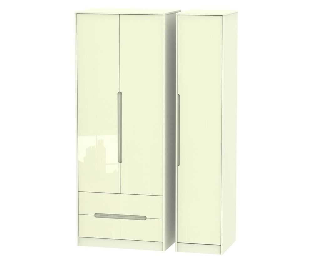 Welcome Furniture Monaco Cream 3 Door 2 Drawer Tall Triple Wardrobe
