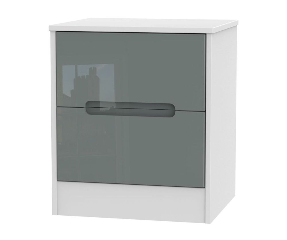 Welcome Furniture Monaco Grey and White 2 Drawer Locker Bedside Cabinet