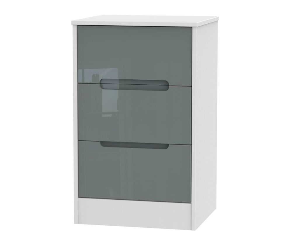 Welcome Furniture Monaco Grey and White 3 Drawer Locker Bedside Cabinet