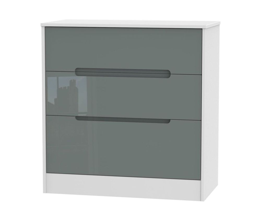 Welcome Furniture Monaco Grey and White 3 Drawer Deep Chest