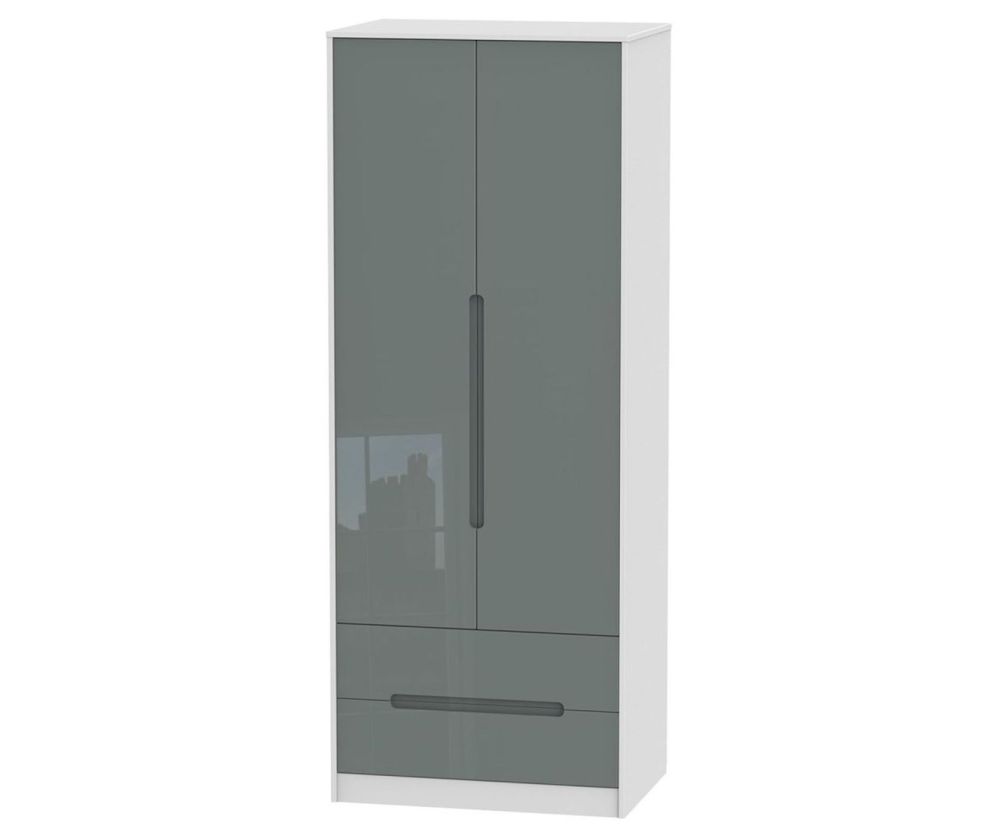 Welcome Furniture Monaco Grey and White 2 Door 2 Drawer Tall Double Wardrobe