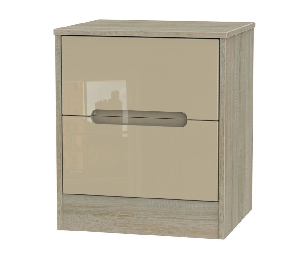 Welcome Furniture Monaco Mushroom and Darkolino 2 Drawer Locker Bedside Cabinet