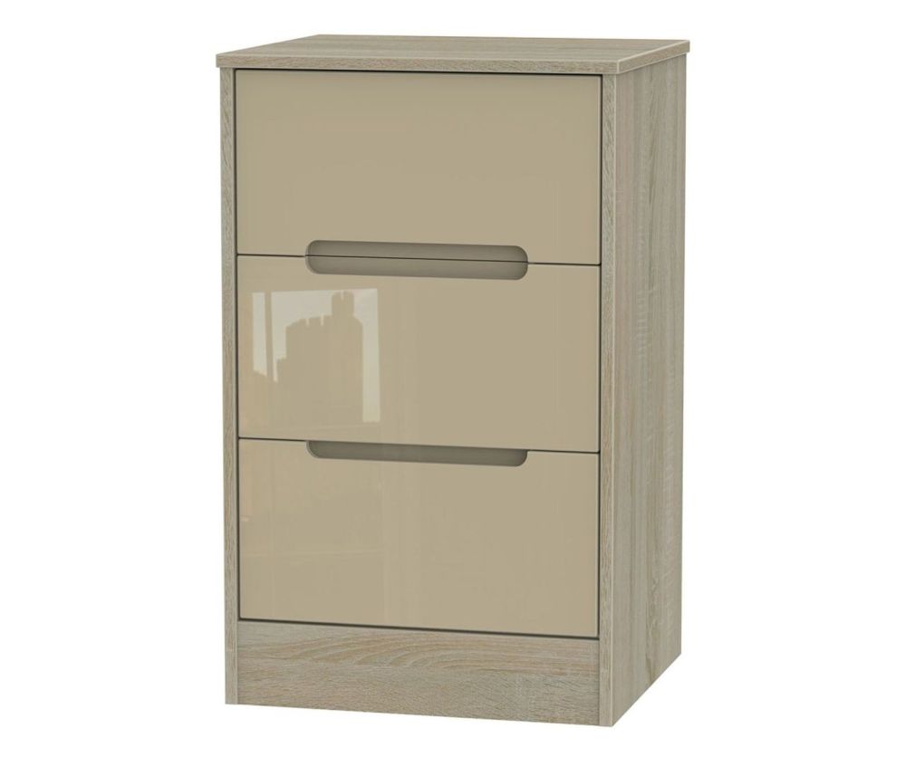 Welcome Furniture Monaco Mushroom and Darkolino 3 Drawer Locker Bedside Cabinet