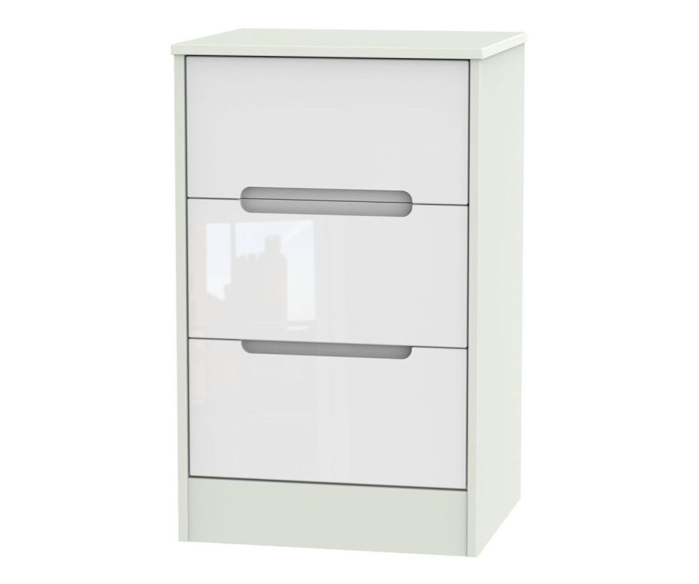 Welcome Furniture Monaco White and Kashmir 3 Drawer Locker Bedside Cabinet