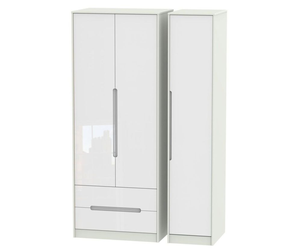 Welcome Furniture Monaco White and Kashmir 3 Door and 2 Drawer Tall Triple Wardrobe