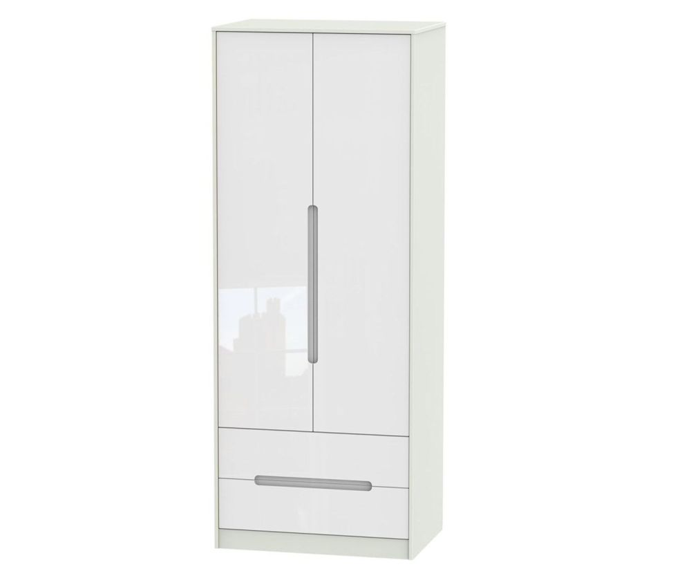 Welcome Furniture Monaco White and Kashmir 2 Door and 2 Drawer Tall Double Wardrobe