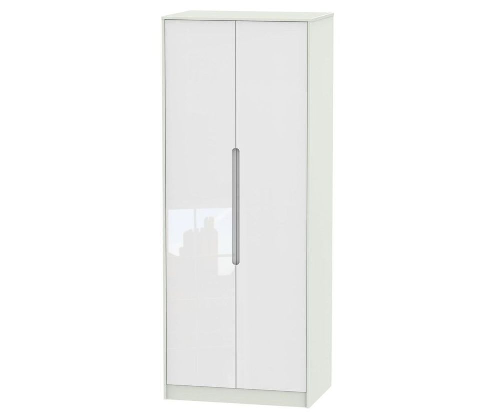 Welcome Furniture Monaco White and Kashmir 2 Door Tall Double Hanging Wardrobe