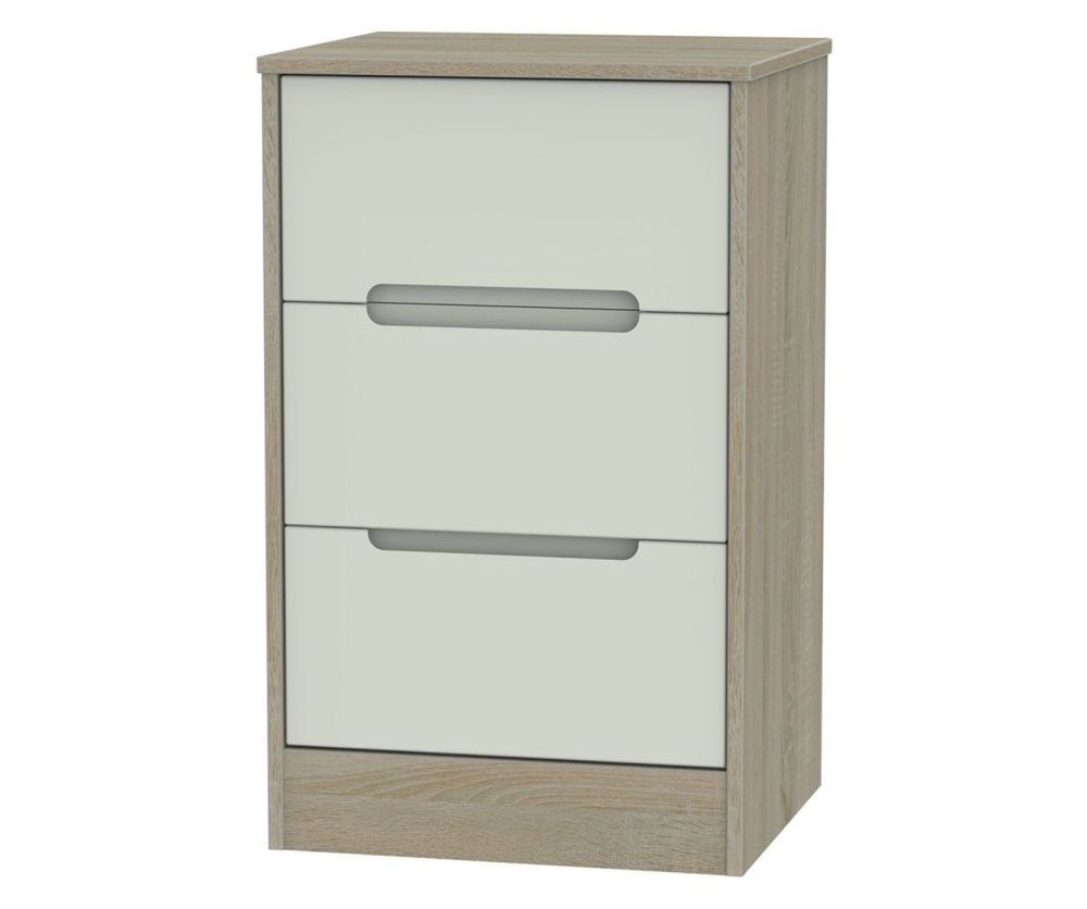 Welcome Furniture Monaco Kaschmir and Darkolino 3 Drawer Locker Bedside Cabinet