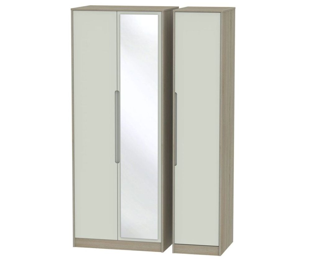 Welcome Furniture Monaco Kaschmir and Darkolino 3 Door Tall Mirror Triple Wardrobe