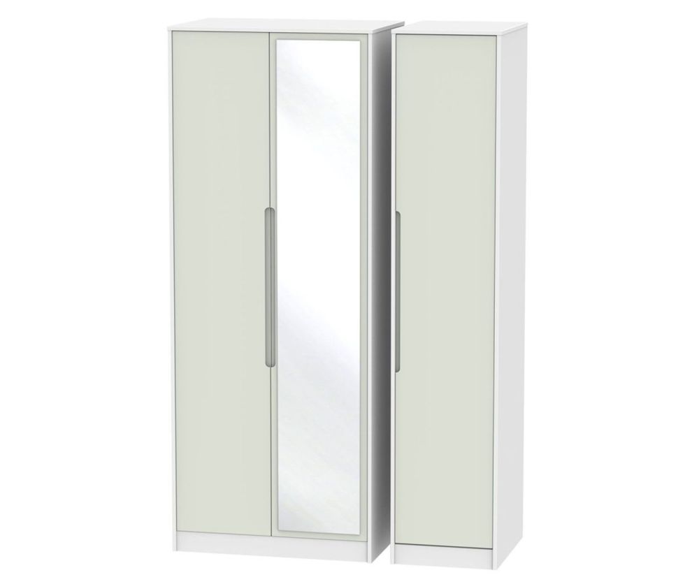 Welcome Furniture Monaco Kaschmir and White 3 Door Tall Mirror Triple Wardrobe