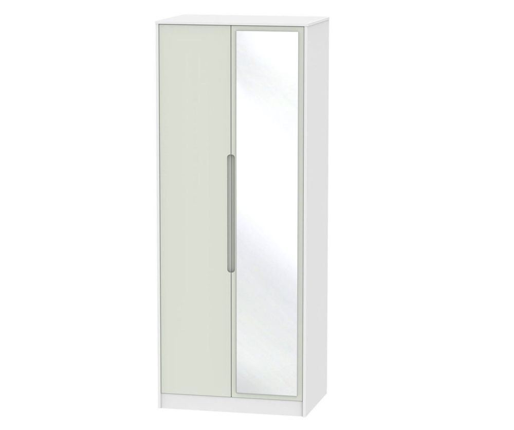Welcome Furniture Monaco Kaschmir and White 2 Door Tall Mirror Double Wardrobe