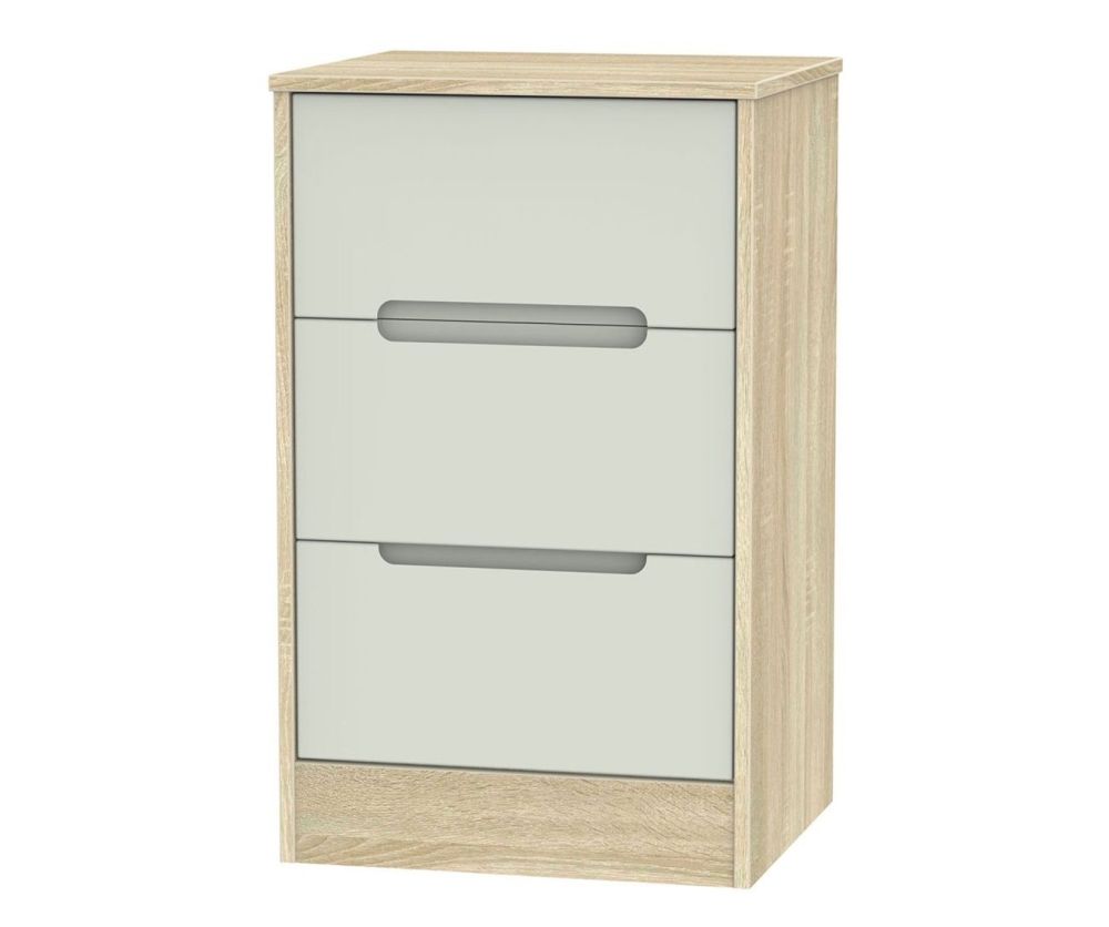 Welcome Furniture Monaco Kaschmir Matt and Bardolino 3 Drawer Locker Bedside Cabinet