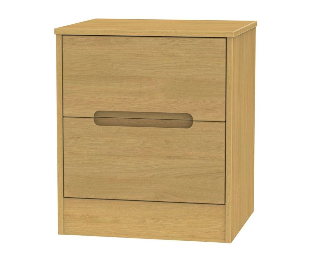 Welcome Furniture Monaco Modern Oak 2 Drawer Locker Bedside Cabinet