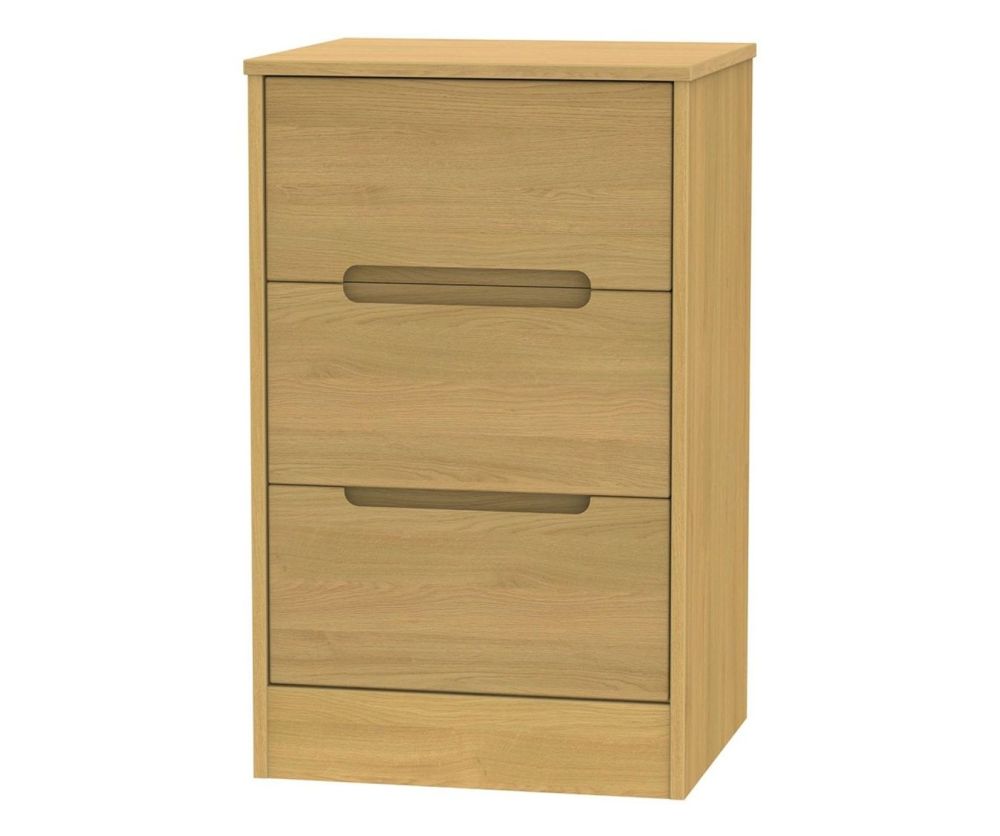 Welcome Furniture Monaco Modern Oak 3 Drawer Locker Bedside Cabinet