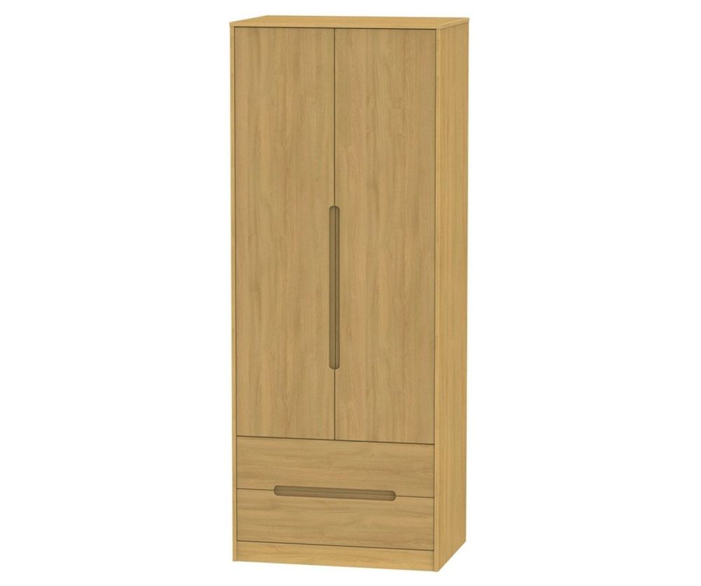 Welcome Furniture Monaco Modern Oak 2 Door 2 Drawer Tall Double Wardrobe