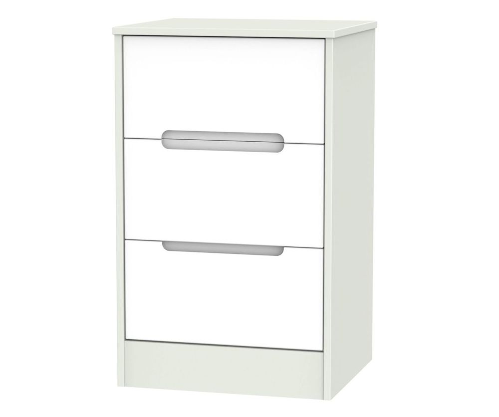 Welcome Furniture Monaco White and Kashmir 3 Drawer Locker Bedside Cabinet