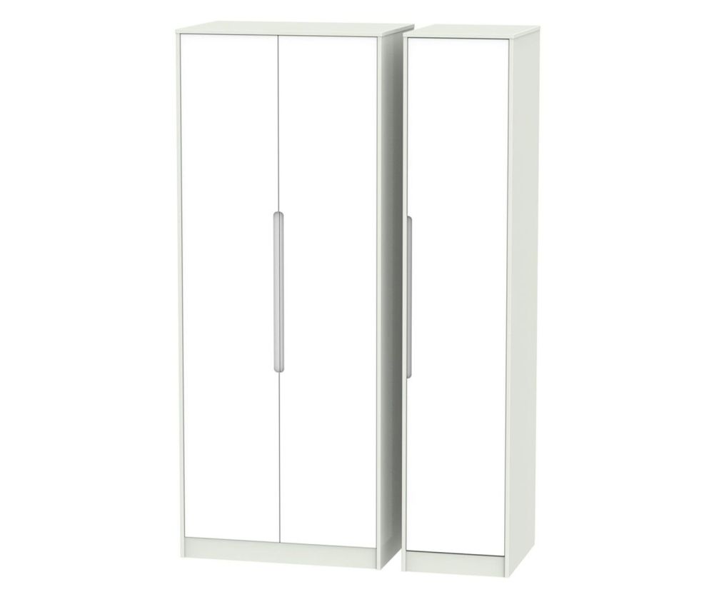Welcome Furniture Monaco White and Kashmir 3 Door Tall Plain Triple Wardrobe