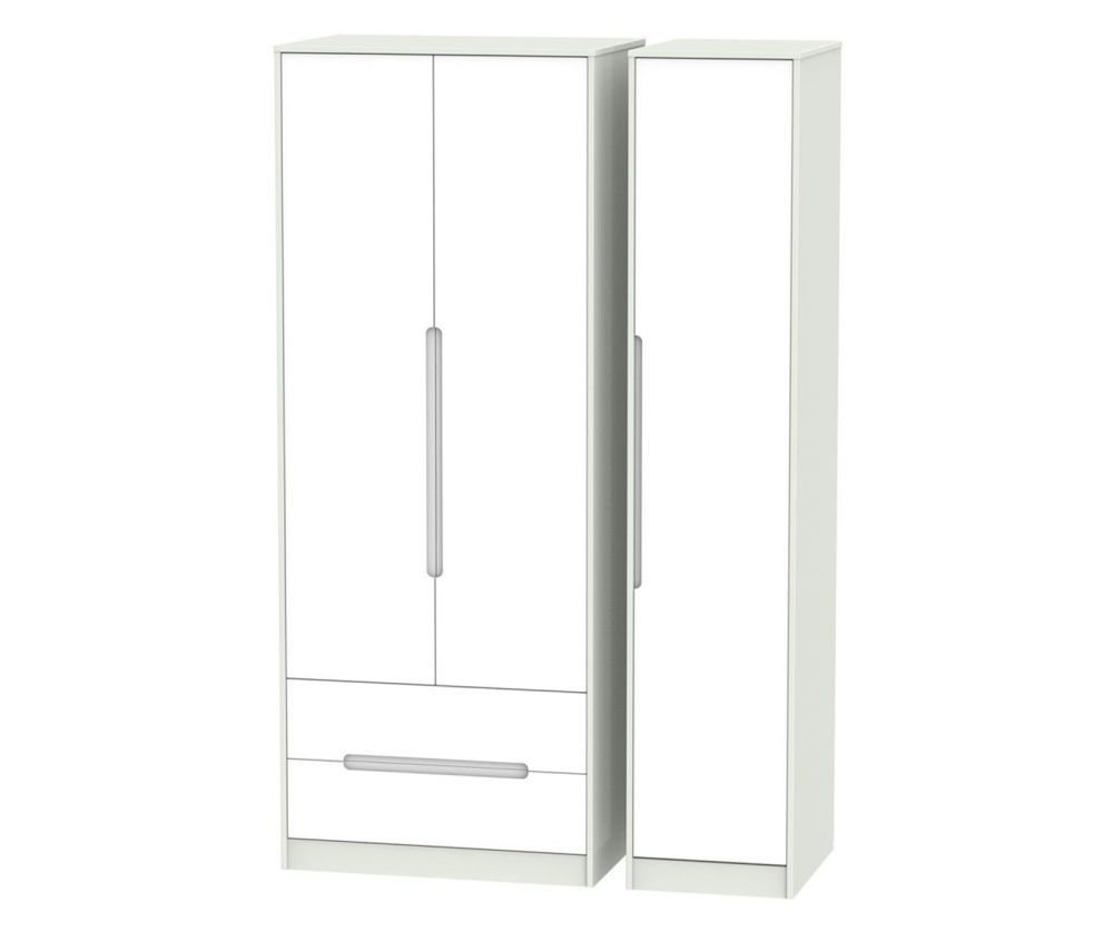 Welcome Furniture Monaco White and Kashmir 3 Door and 2 Drawer Tall Triple Wardrobe