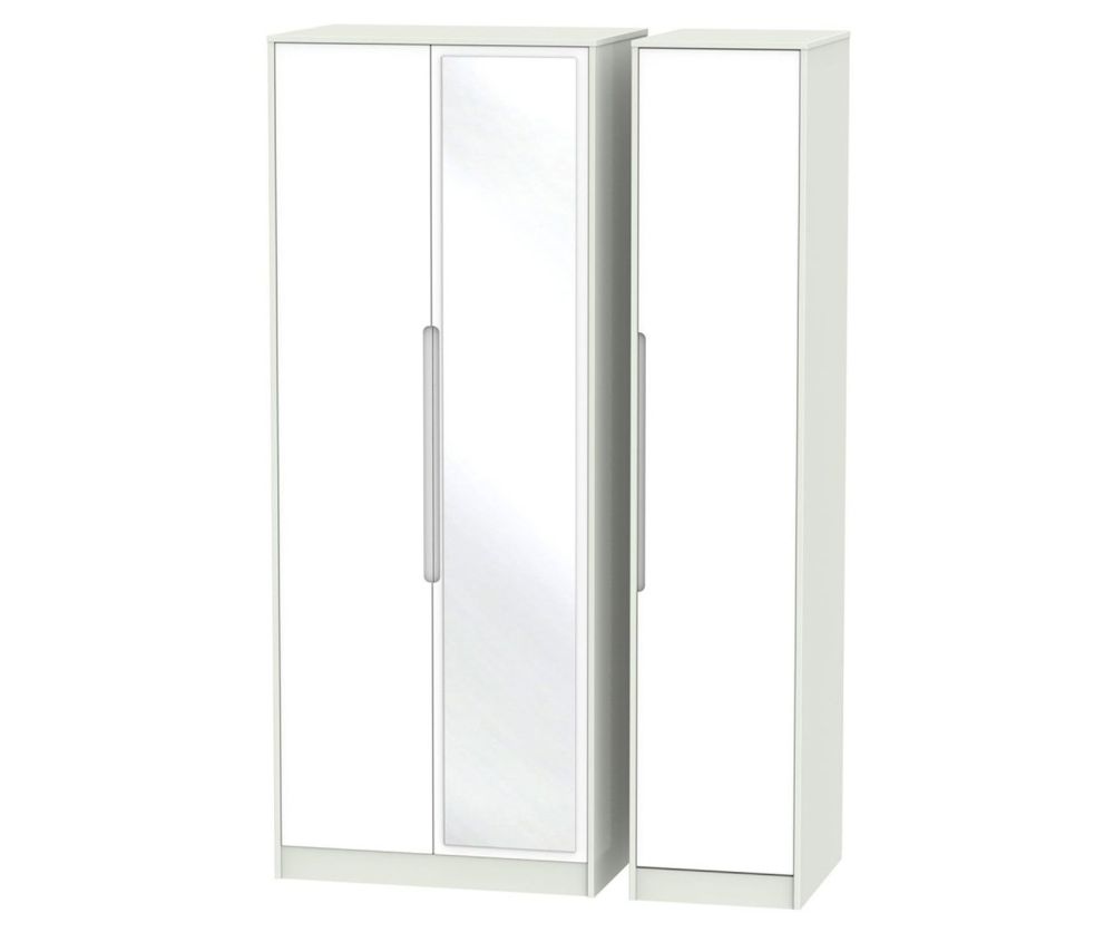 Welcome Furniture Monaco White and Kashmir 3 Door Tall Mirror Triple Wardrobe