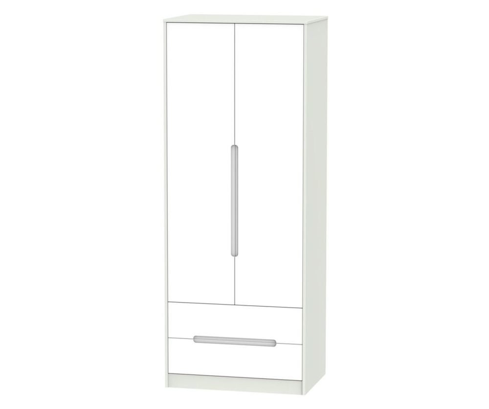 Welcome Furniture Monaco White and Kashmir 2 Door 2 Drawer Tall Double Wardrobe