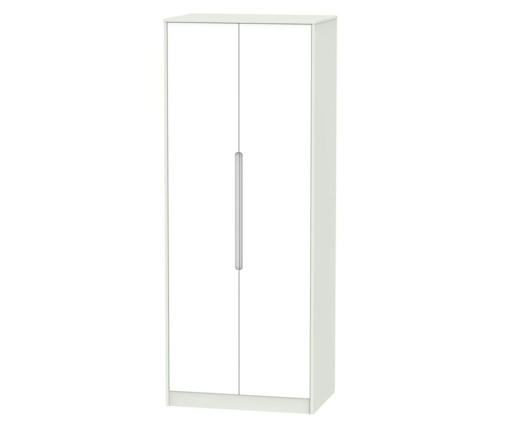 Welcome Furniture Monaco White and Kashmir 2 Door Tall Plain Double Wardrobe