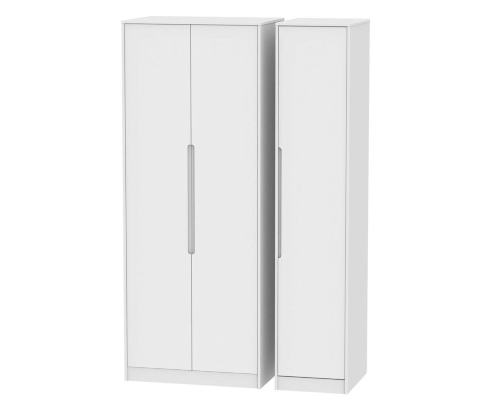 Welcome Furniture Monaco White 3 Door Tall Plain Triple Wardrobe