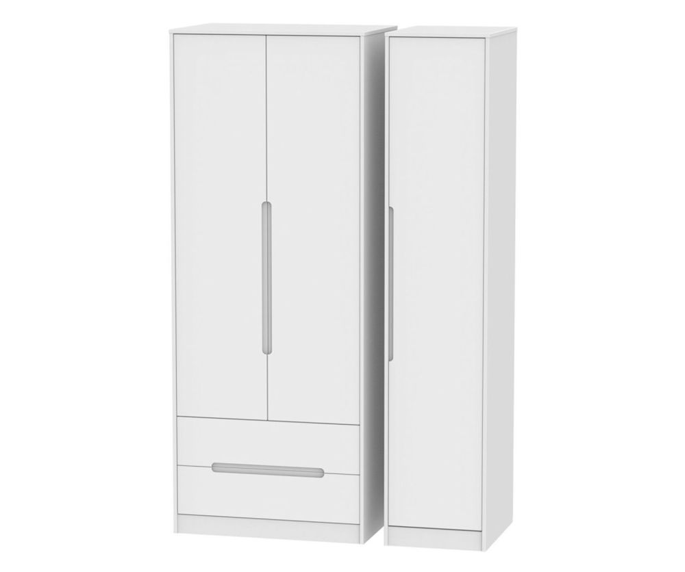 Welcome Furniture Monaco White 3 Door 2 Drawer Tall Triple Wardrobe