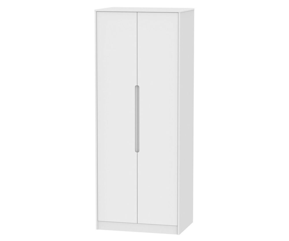 Welcome Furniture Monaco White 2 Door Tall Double Hanging Wardrobe