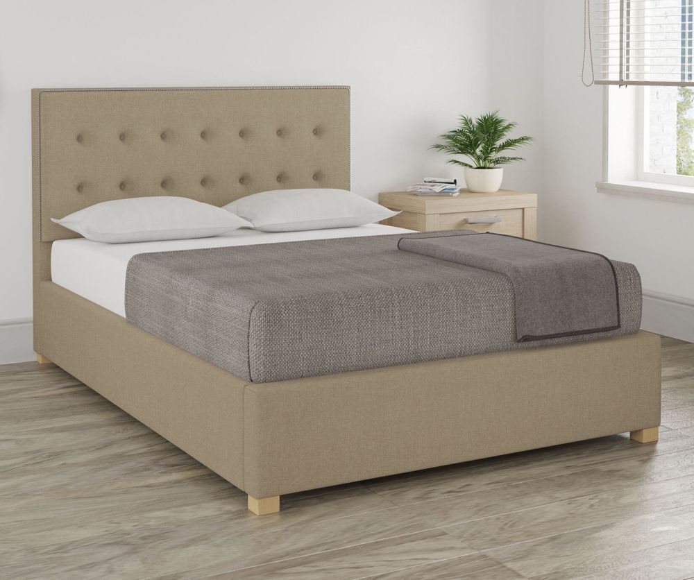 Aspire Monument Eire Linen Natural Fabric Ottoman Bed