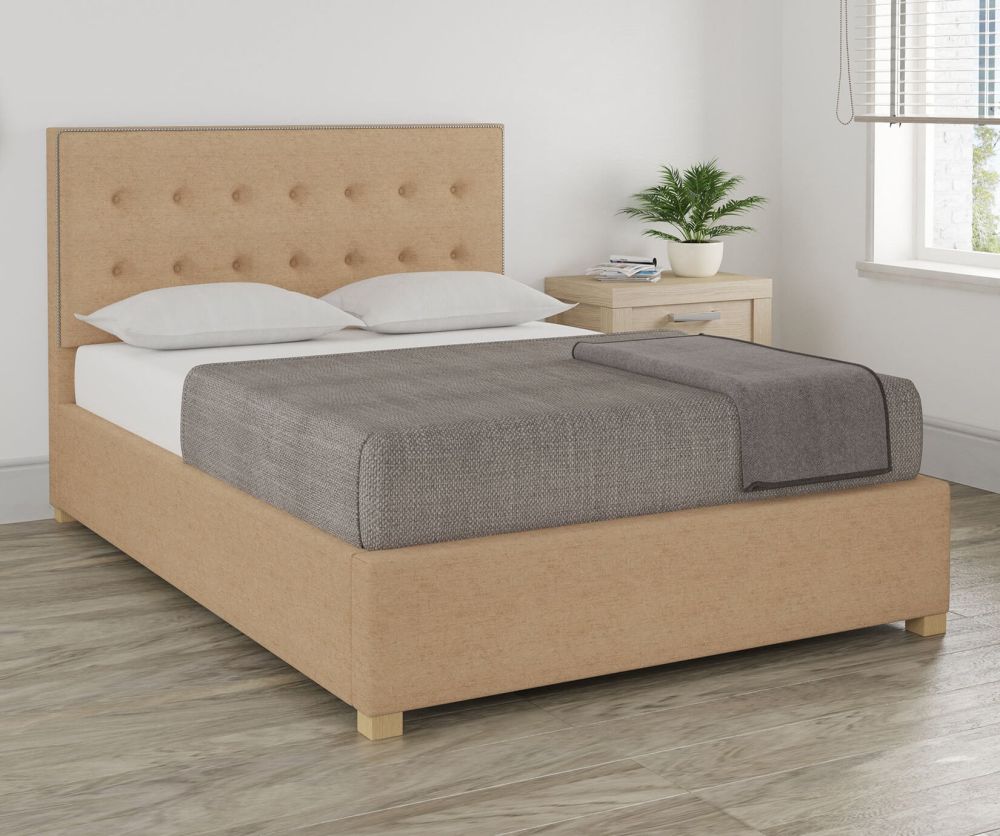 Aspire Monument Firenza Velour Champagne Fabric Ottoman Bed