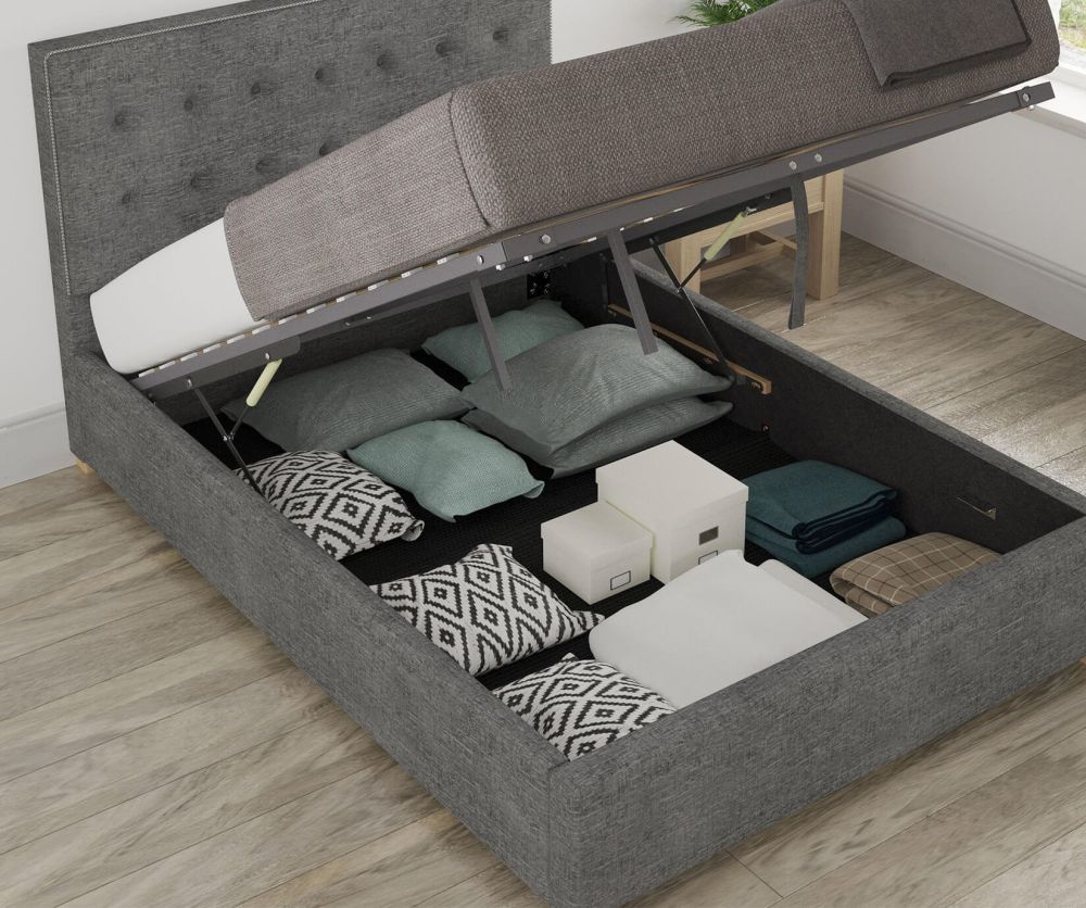 Aspire Monument Firenza Velour Charcoal Fabric Ottoman Bed