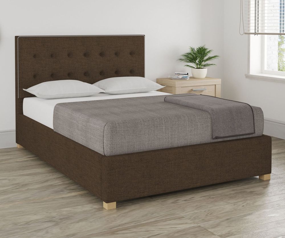 Aspire Monument Yorkshire Knit Chocolate Fabric Ottoman Bed