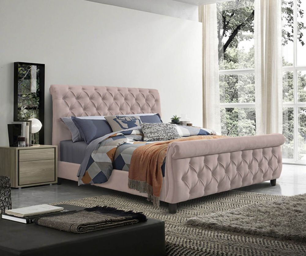 Furniture Link Morgan Pink Fabric Bed Frame