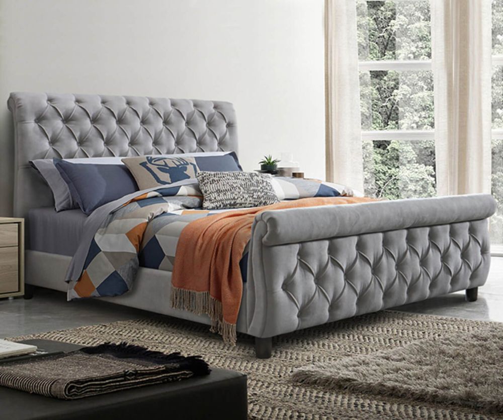 Furniture Link Morgan Grey Fabric Bed Frame