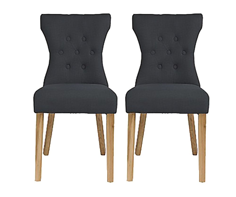 LPD Naples Grey Fabric Dining Chair in Pair