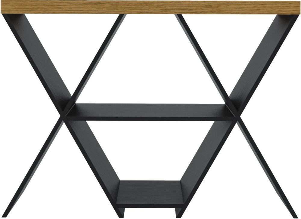 Seconique Furniture Naples Black and Pine Effect Console Table 