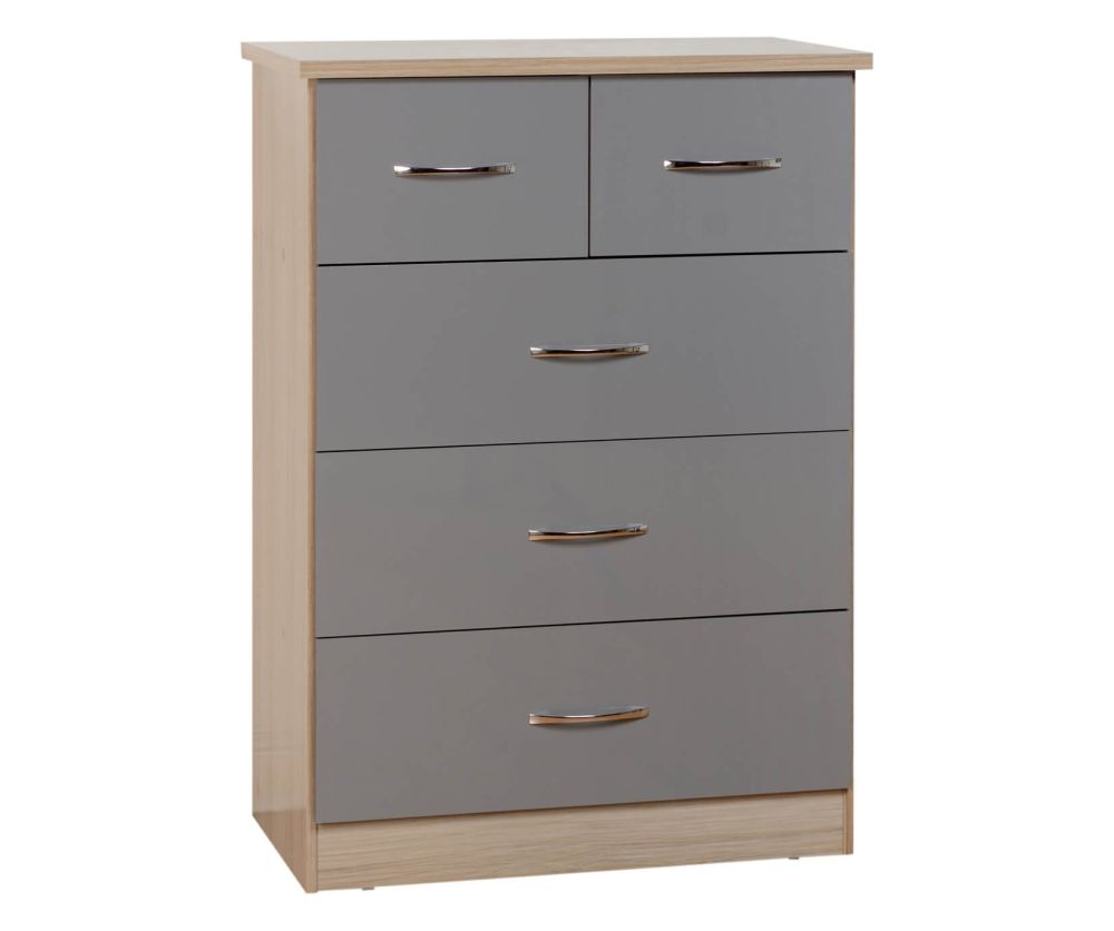 Seconique Nevada Grey High Gloss 3+2 Drawer Chest