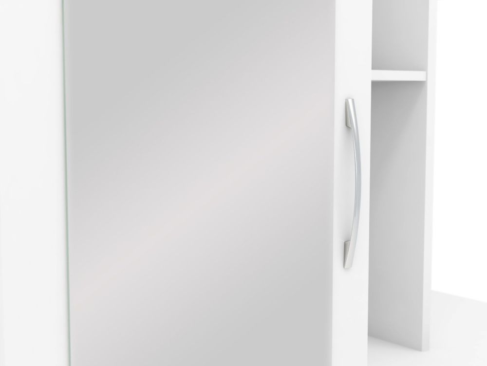 Seconique Furniture Nevada White Gloss 1 Door 2 Drawer Combi Wardrobe with Open Shelf