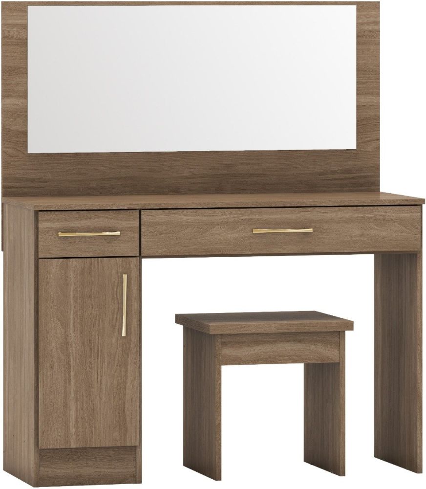 Seconique Furniture Nevada Rustic Oak Effect Vanity Dressing Table Set