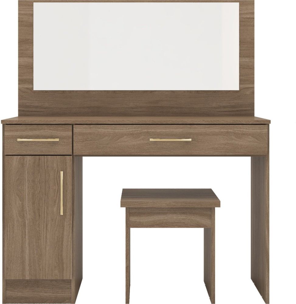 Seconique Furniture Nevada Rustic Oak Effect Vanity Dressing Table Set