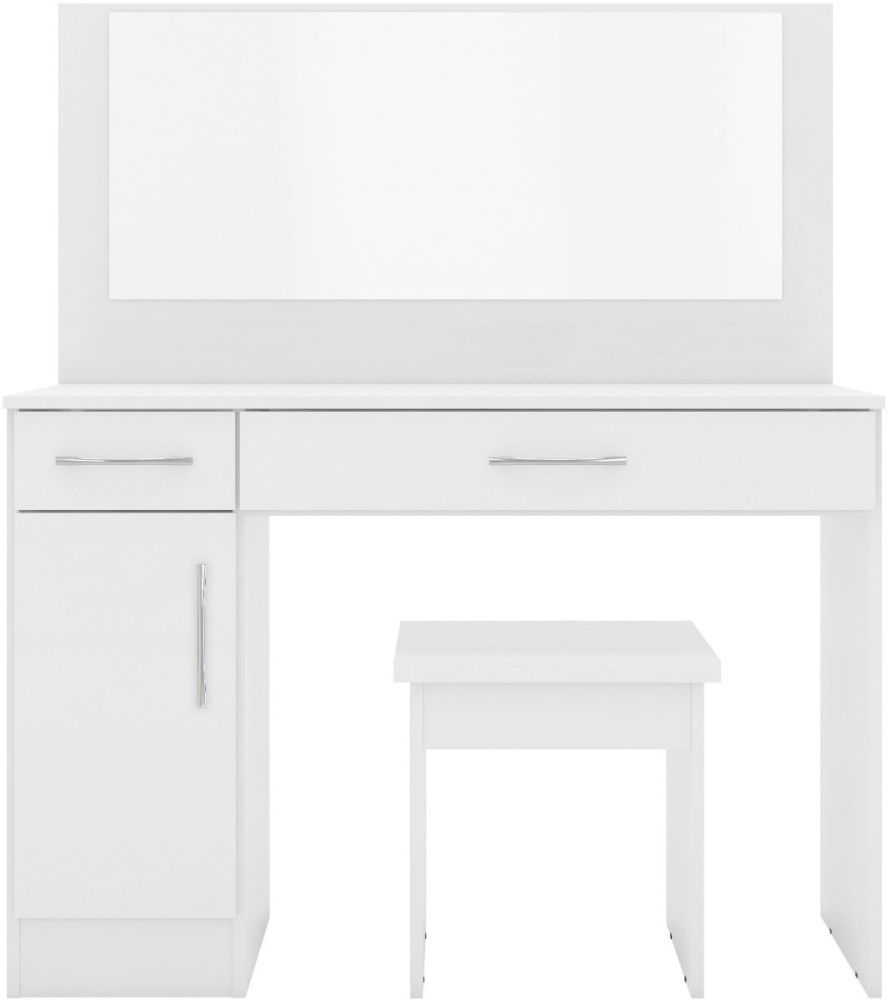Seconique Furniture Nevada White Gloss Vanity Dressing Table Set