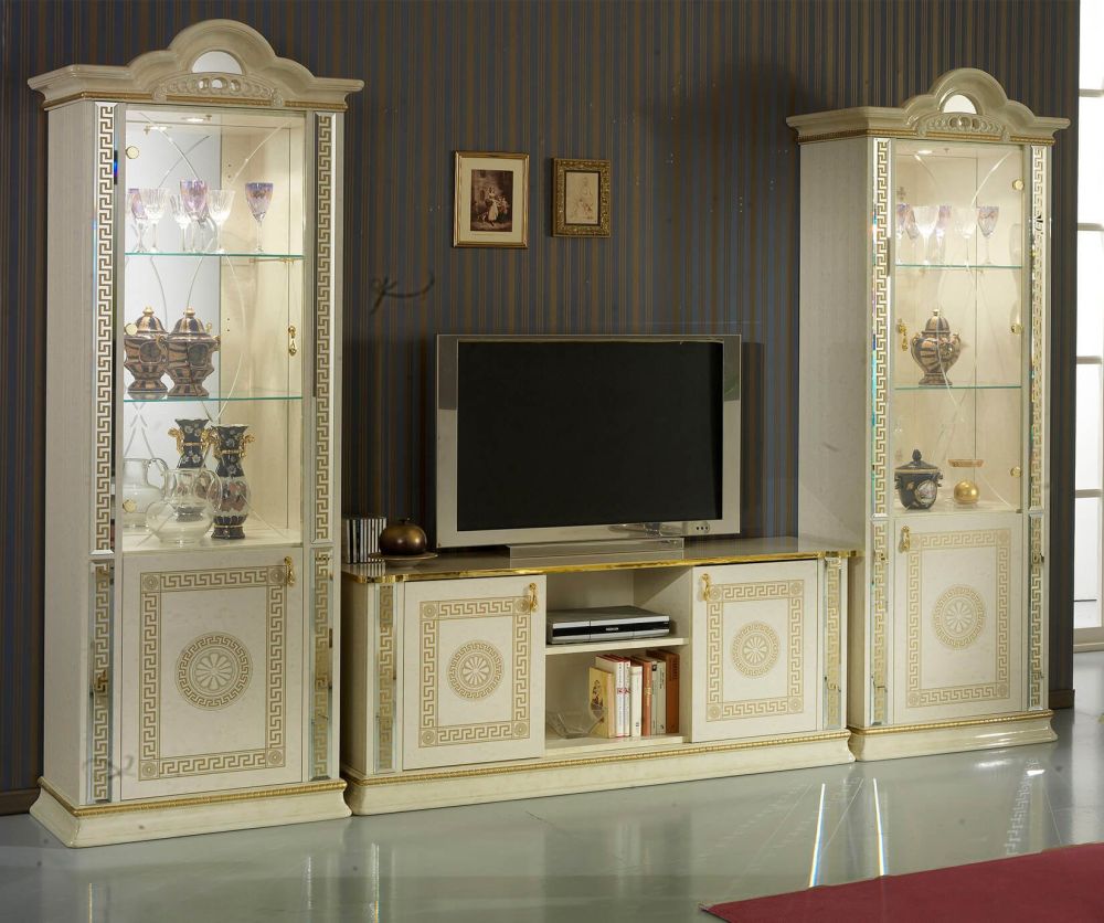 Ben Company New Venus Beige and Gold Italian Plasma TV Cabinet