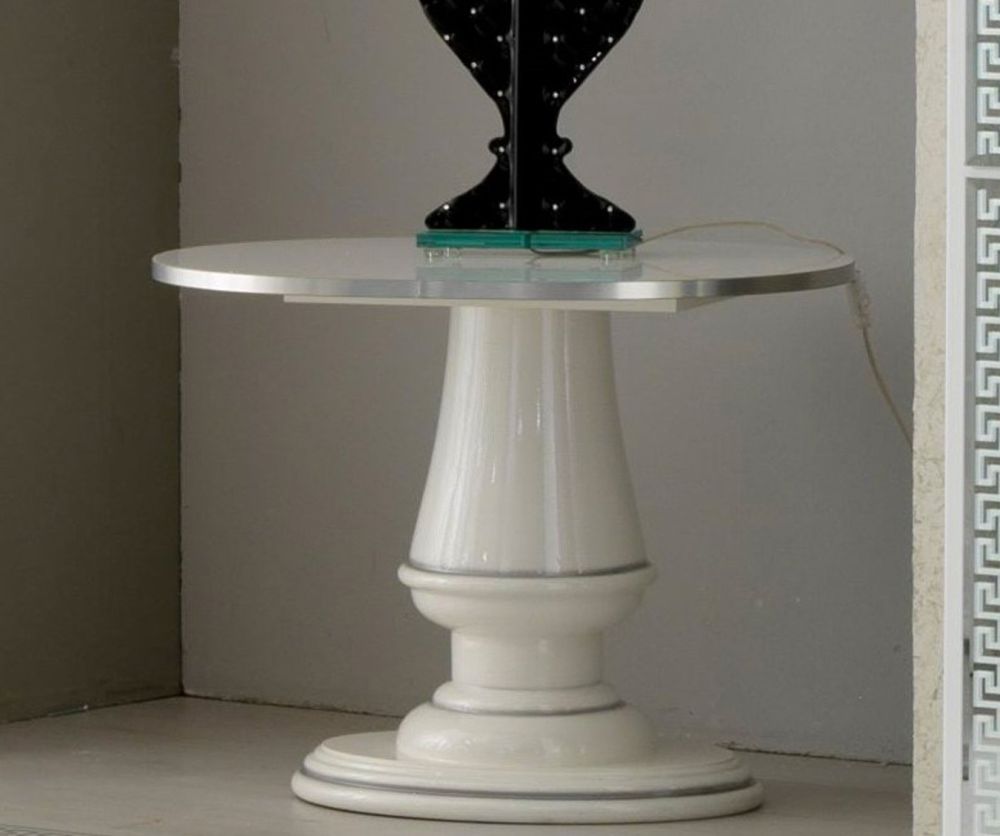 Ben Company New Venus White and Silver Italian Lamp Table