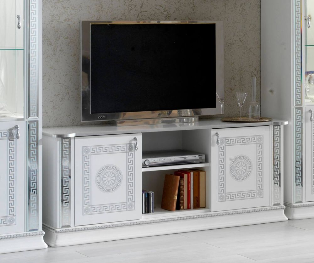Ben Company New Venus White and Silver Italian Plasma TV Cabinet