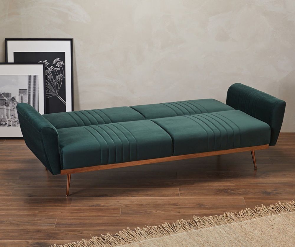 LPD Nico Green Velvet Fabric Sofa Bed