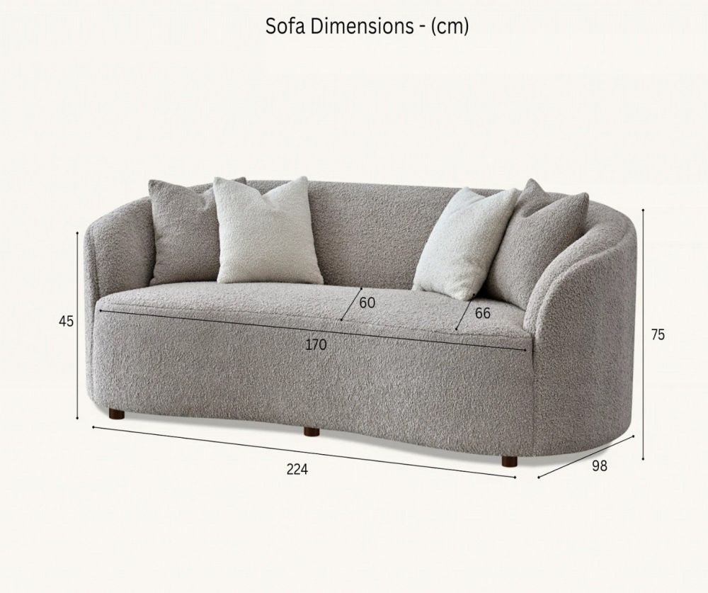 Aluxo Nolita Boucle Teddy 3 Seater Sofa